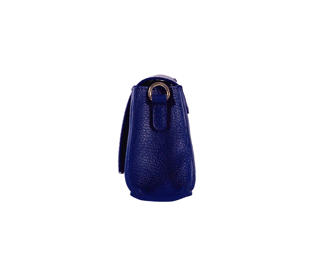 Italienische Damen Schultertasche Leder Blau – elegante Handtasche aus Echtleder, Made in Italy