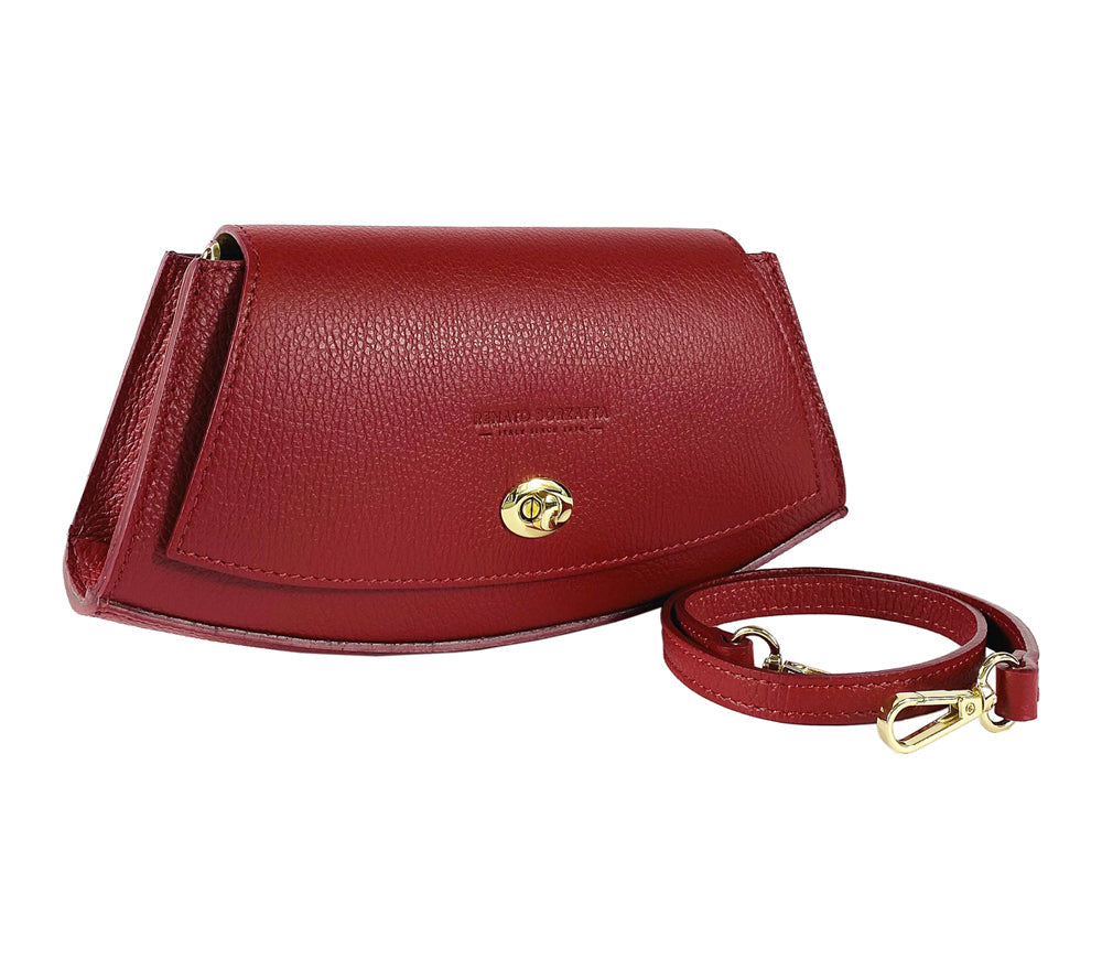 Italienische Damen Schultertasche Rot – Elegante Ledertasche mit abnehmbarem Riemen, handgefertigt in Italien 🇮🇹