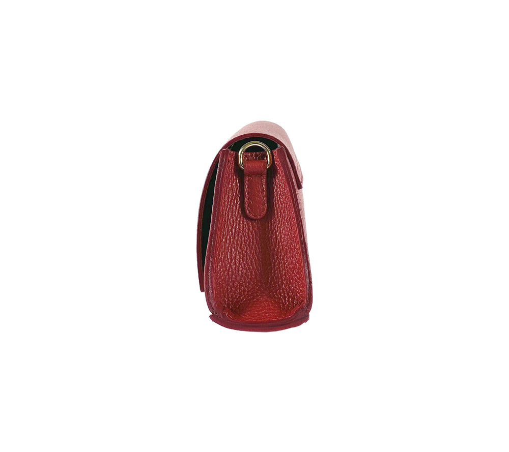 Italienische Damen Schultertasche Rot – Elegante Ledertasche mit abnehmbarem Riemen, handgefertigt in Italien 🇮🇹