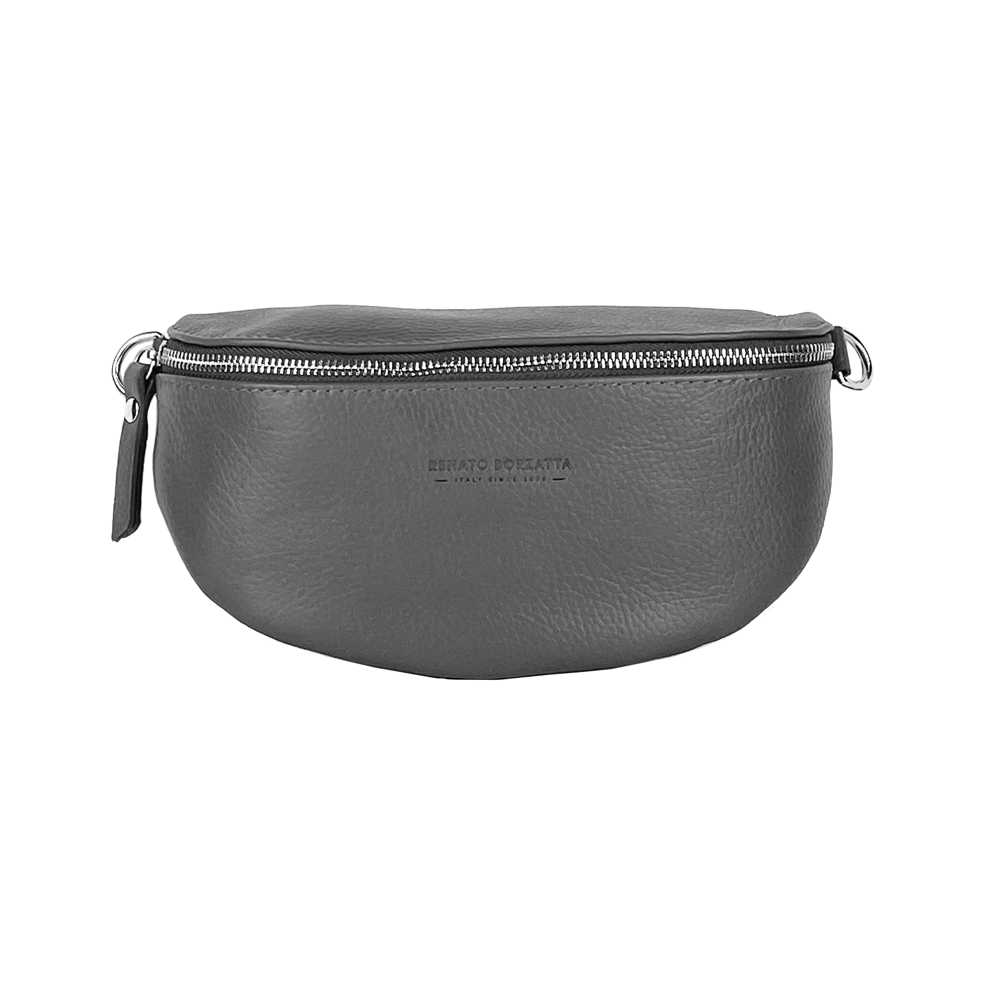 Italienische Leder Bauchtasche Grau – Edle Gürteltasche mit abnehmbarem Schulterriemen, handgefertigt in Italien 🇮🇹