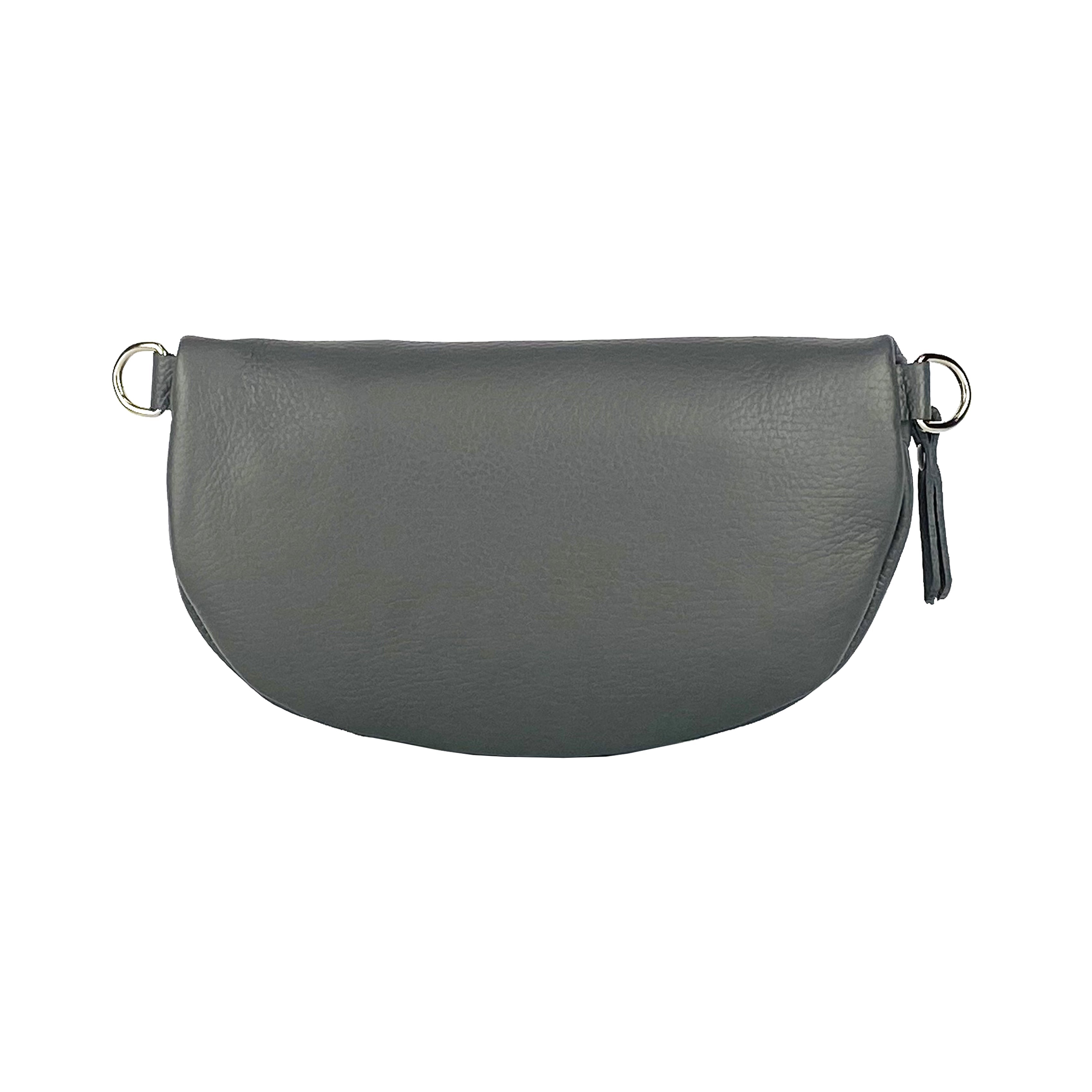Italienische Leder Bauchtasche Grau – Edle Gürteltasche mit abnehmbarem Schulterriemen, handgefertigt in Italien 🇮🇹