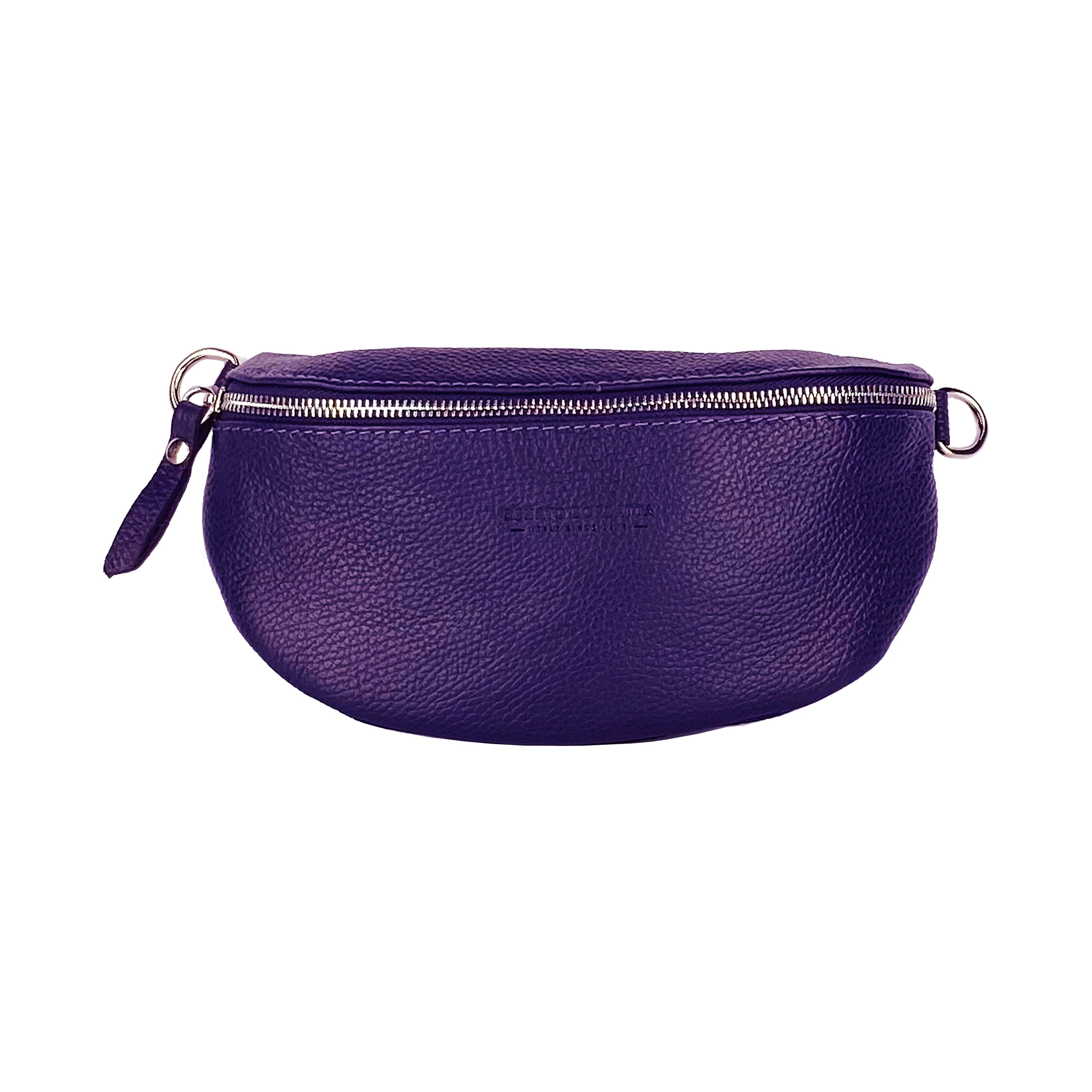 Italienische Leder Bauchtasche Damen violett, Echtleder Gürteltasche mit abnehmbarem Schulterriemen, handgefertigte Umhängetasche