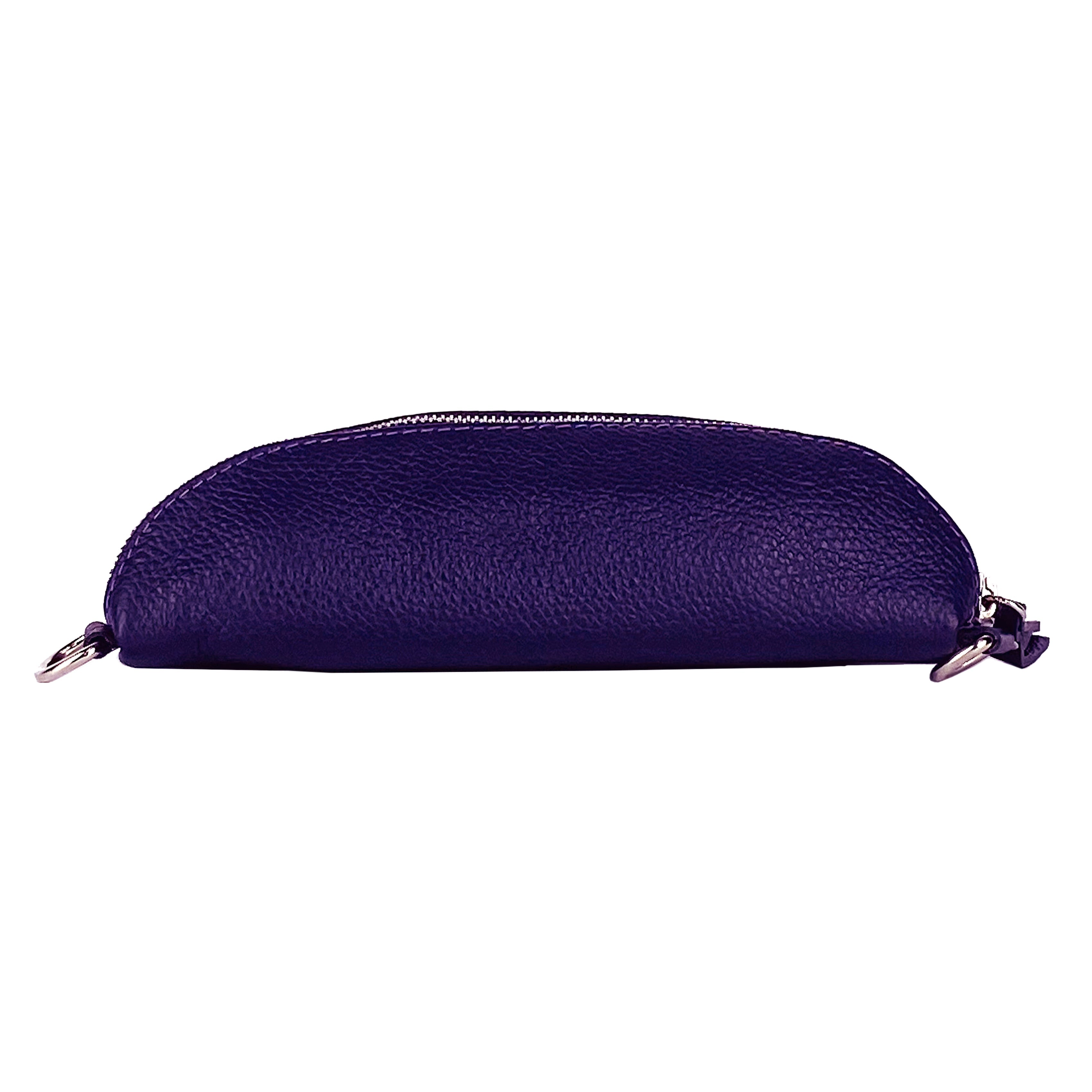 Italienische Leder Bauchtasche Damen violett, Echtleder Gürteltasche mit abnehmbarem Schulterriemen, handgefertigte Umhängetasche Made in Italy