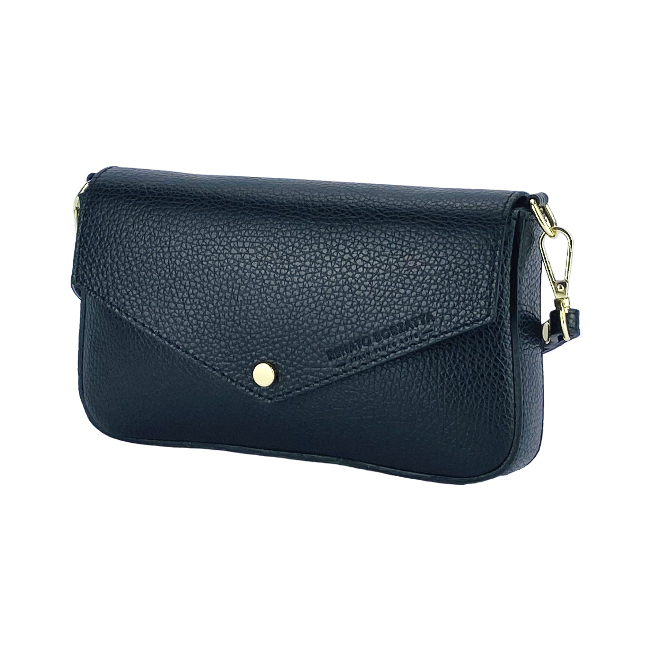 Kleine Damen Umhängetasche Schwarz Leder elegant Made in Italy