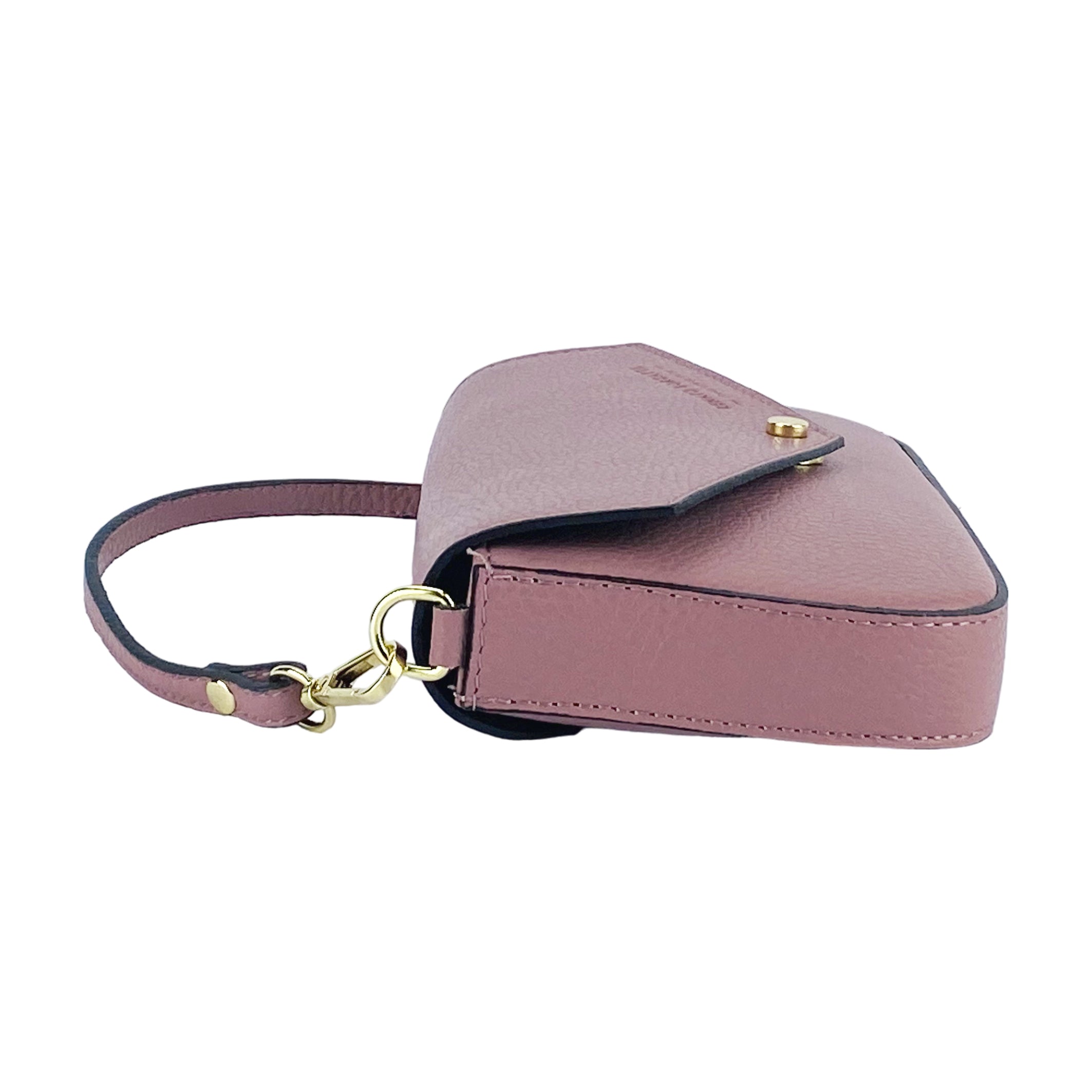 Italienische Damen Umhängetasche Rosa – Kleine Schultertasche aus Echtleder mit Kettenriemen, handgefertigt in Italien 🇮🇹