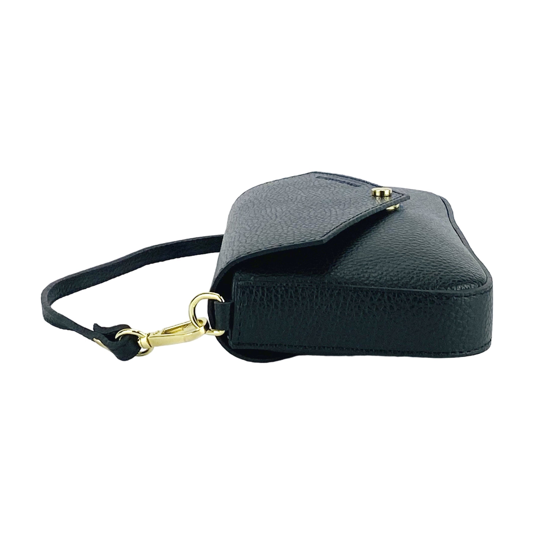 Kleine Damen Umhängetasche Schwarz Leder elegant Made in Italy