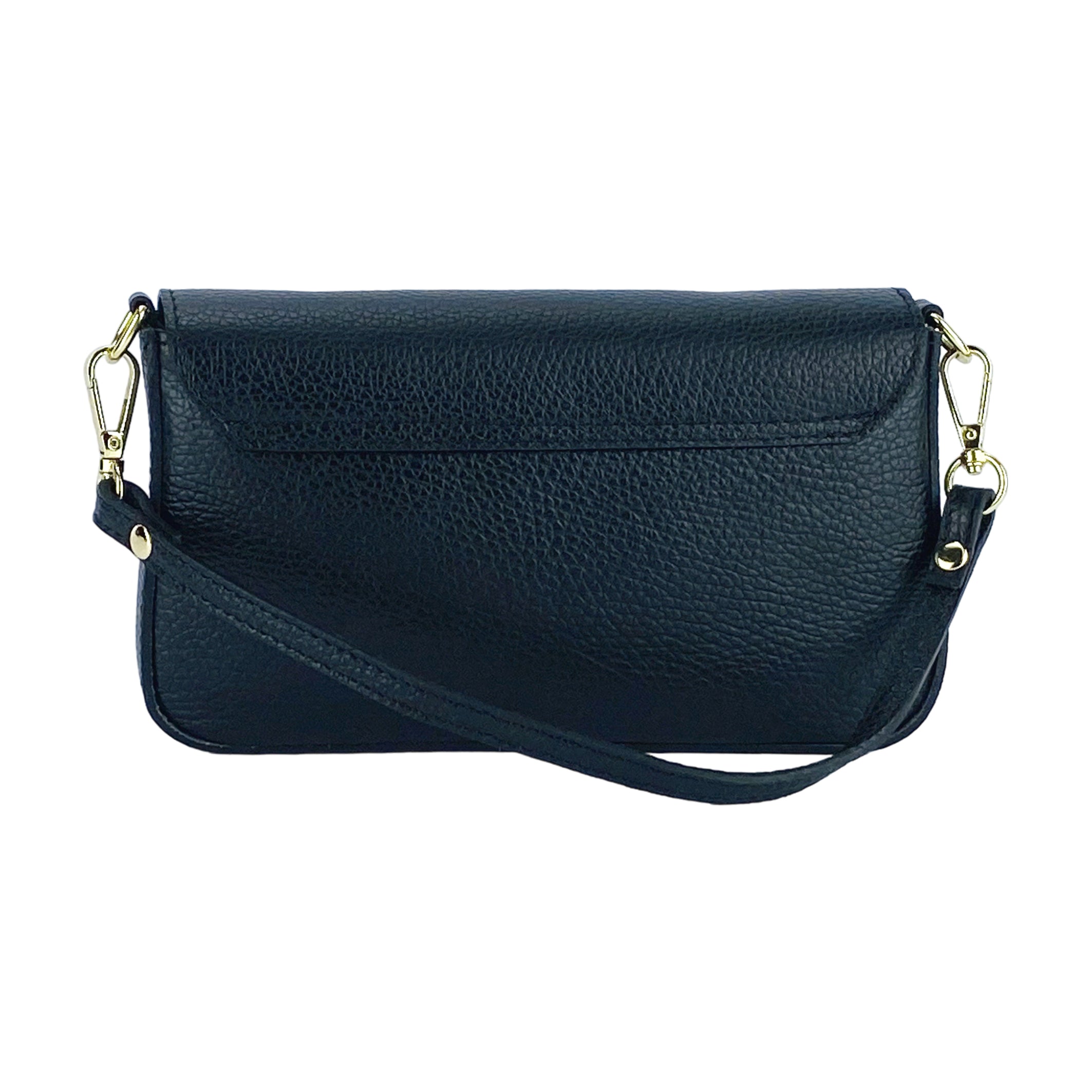 talienische Damen Schultertasche Echtleder Schwarz Rückseite
