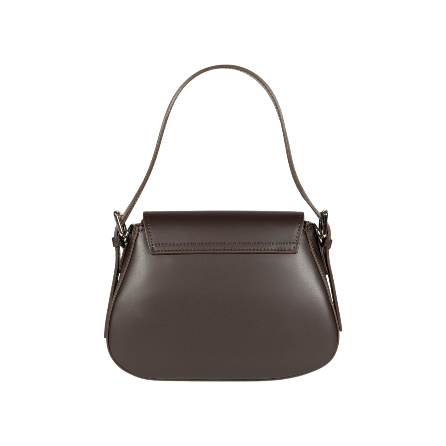 RB1030B | Borsa Donna a Spalla EMMA con pattina in Vera Pelle Made in Italy. Accessori in metallo Argento Lucido - Colore Testa Moro - Dimensioni: cm 24 x 18 x 9 + 14,5 (Luce manico)-2