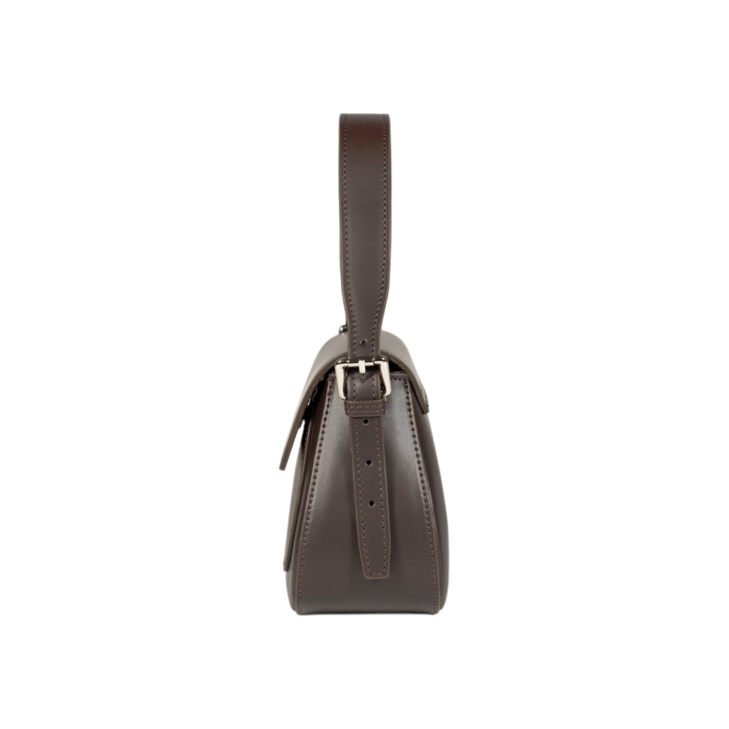 RB1030B | Borsa Donna a Spalla EMMA con pattina in Vera Pelle Made in Italy. Accessori in metallo Argento Lucido - Colore Testa Moro - Dimensioni: cm 24 x 18 x 9 + 14,5 (Luce manico)-3