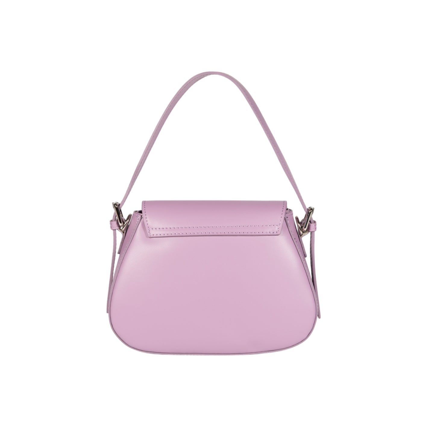 Elegante Damen Schultertasche EMMA aus echtem italienischem Leder in Lila – Renato Borzatta Design, mit silberfarbenen Metallaccessoires und Klappe, hochwertig und modern"