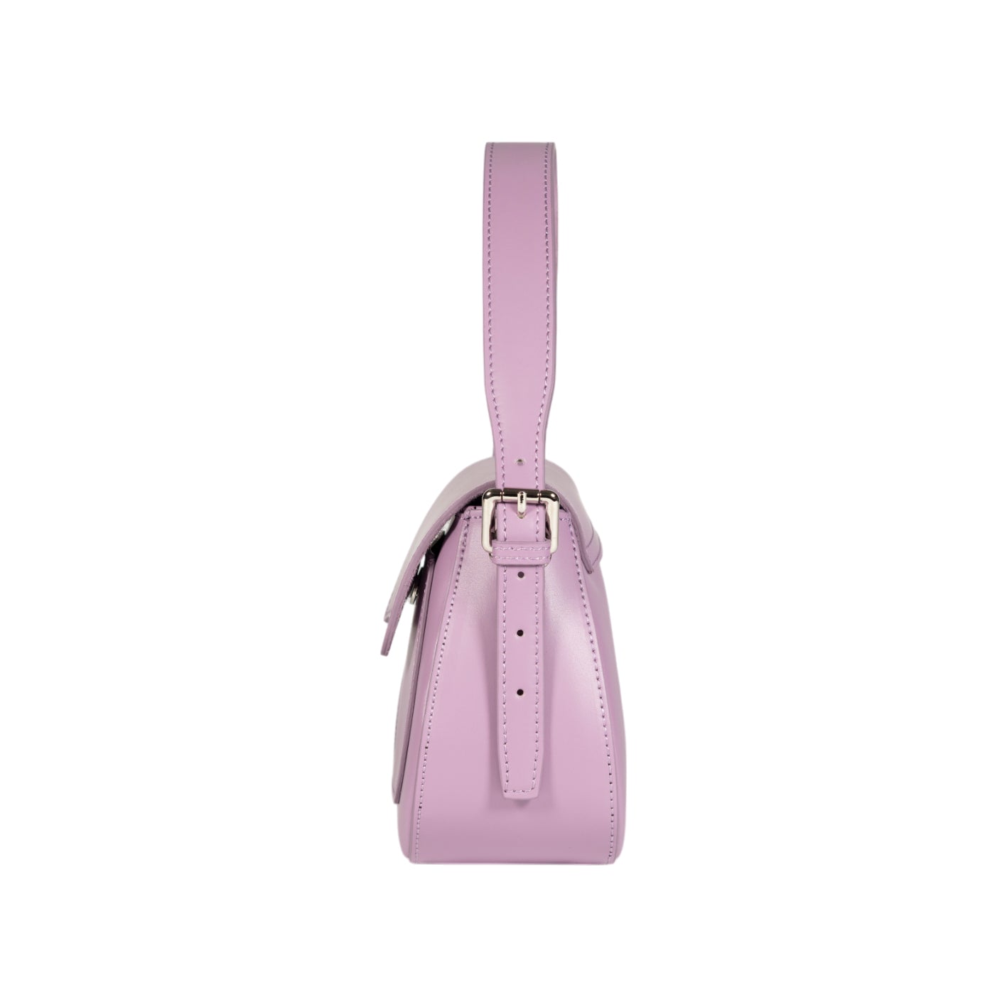 Elegante Damen Schultertasche EMMA aus echtem italienischem Leder in Lila – Renato Borzatta Design, mit silberfarbenen Metallaccessoires und Klappe, hochwertig und modern"
