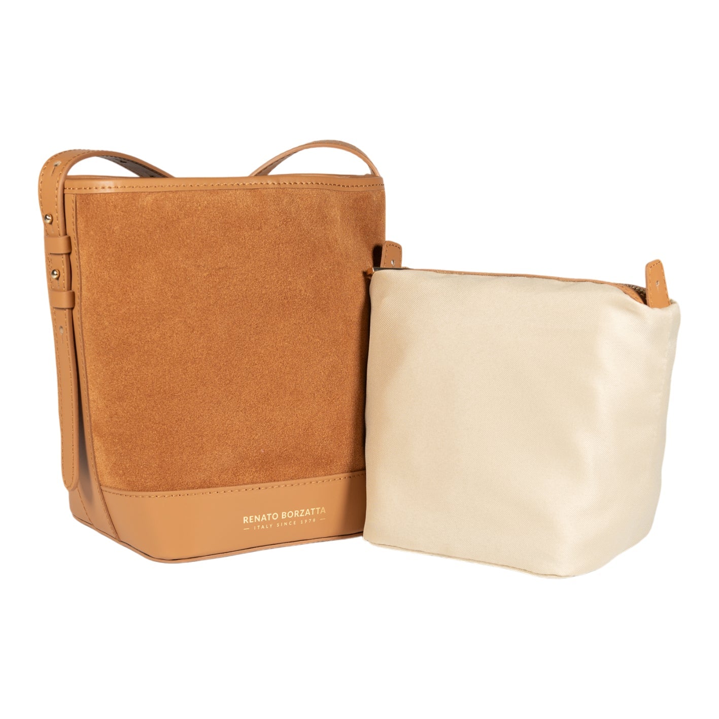 Damen Beuteltasche aus echtem Leder in Cognacbraun – Handgefertigt in Italien, elegantes Design mit verstellbarem Schulterriemen, hochwertige Verarbeitung, perfekt für Alltag und besondere Anlässe.