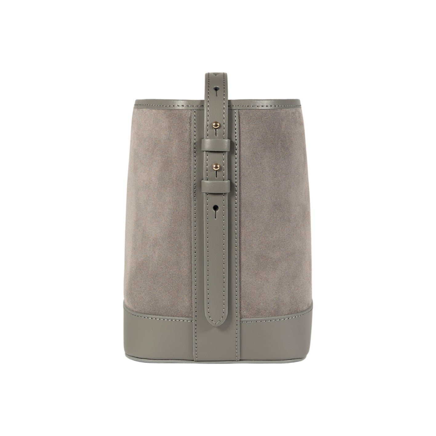 Italienische Damenhandtasche aus echtem Leder – Modell BRENDA in Grau, mit glänzenden goldfarbenen Metallaccessoires, handgefertigt in Italien, Maße 25 × 23,5 × 17 cm