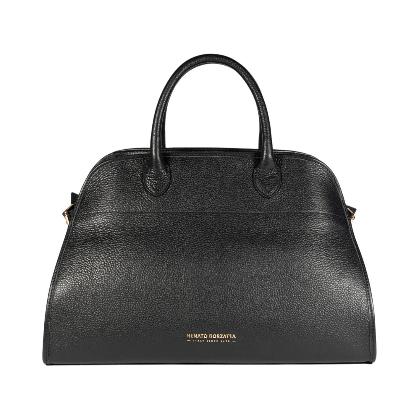 Italienische Damen Handtasche aus Echtleder – Modell Frida in Schwarz. Elegante Henkeltasche mit goldfarbenen Metall-Details, hochwertig handgefertigt in Italien.