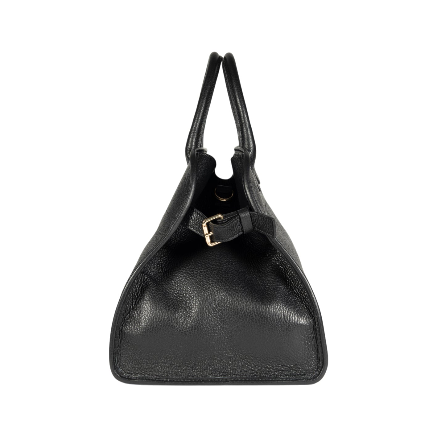 Italienische Damen Handtasche aus Echtleder – Modell Frida in Schwarz. Elegante Henkeltasche mit goldfarbenen Metall-Details, hochwertig handgefertigt in Italien.
