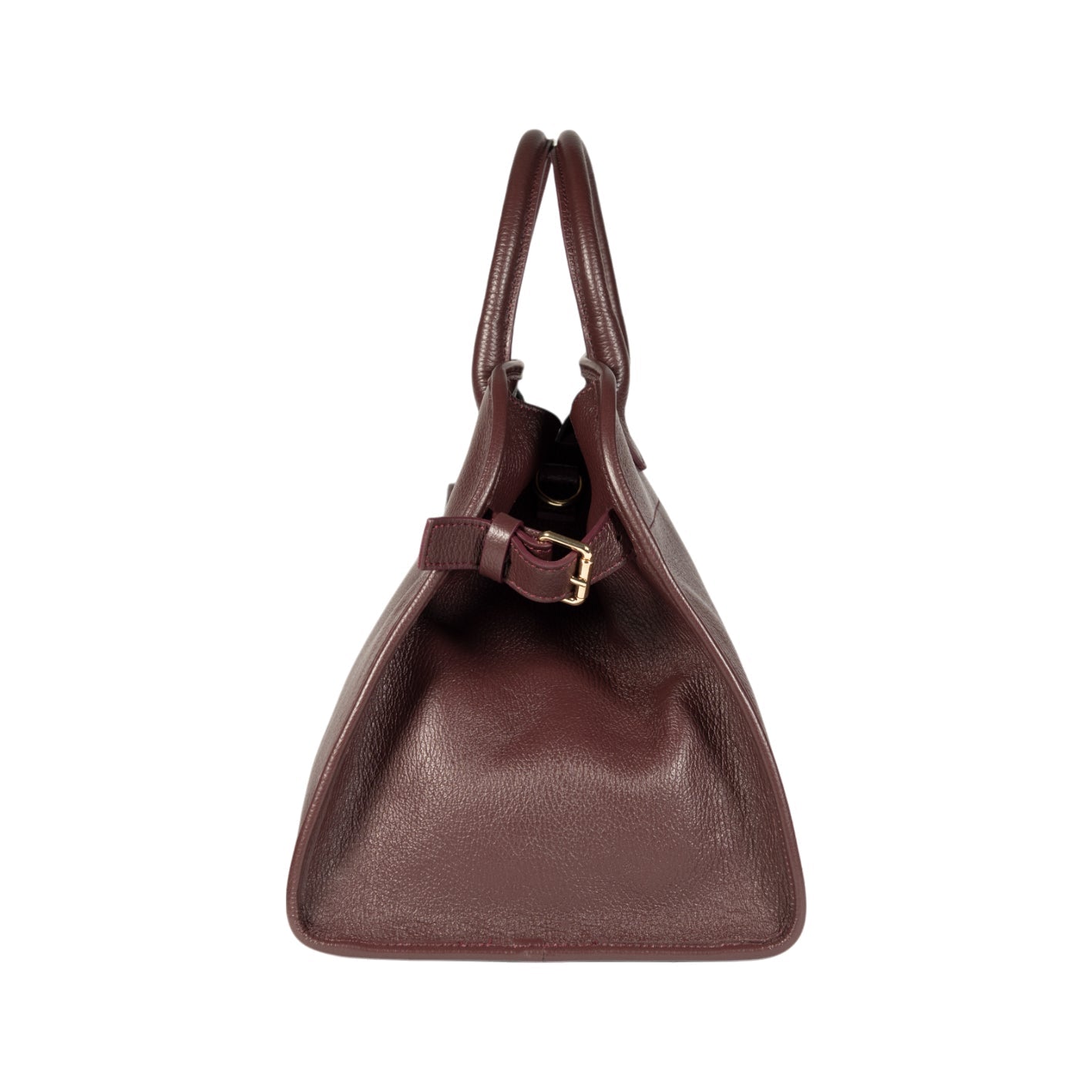 Italienische Damen Handtasche aus Bordeaux Leder – elegante Henkeltasche FRIDA, handgefertigt in Italien mit goldfarbenen Metall-Details