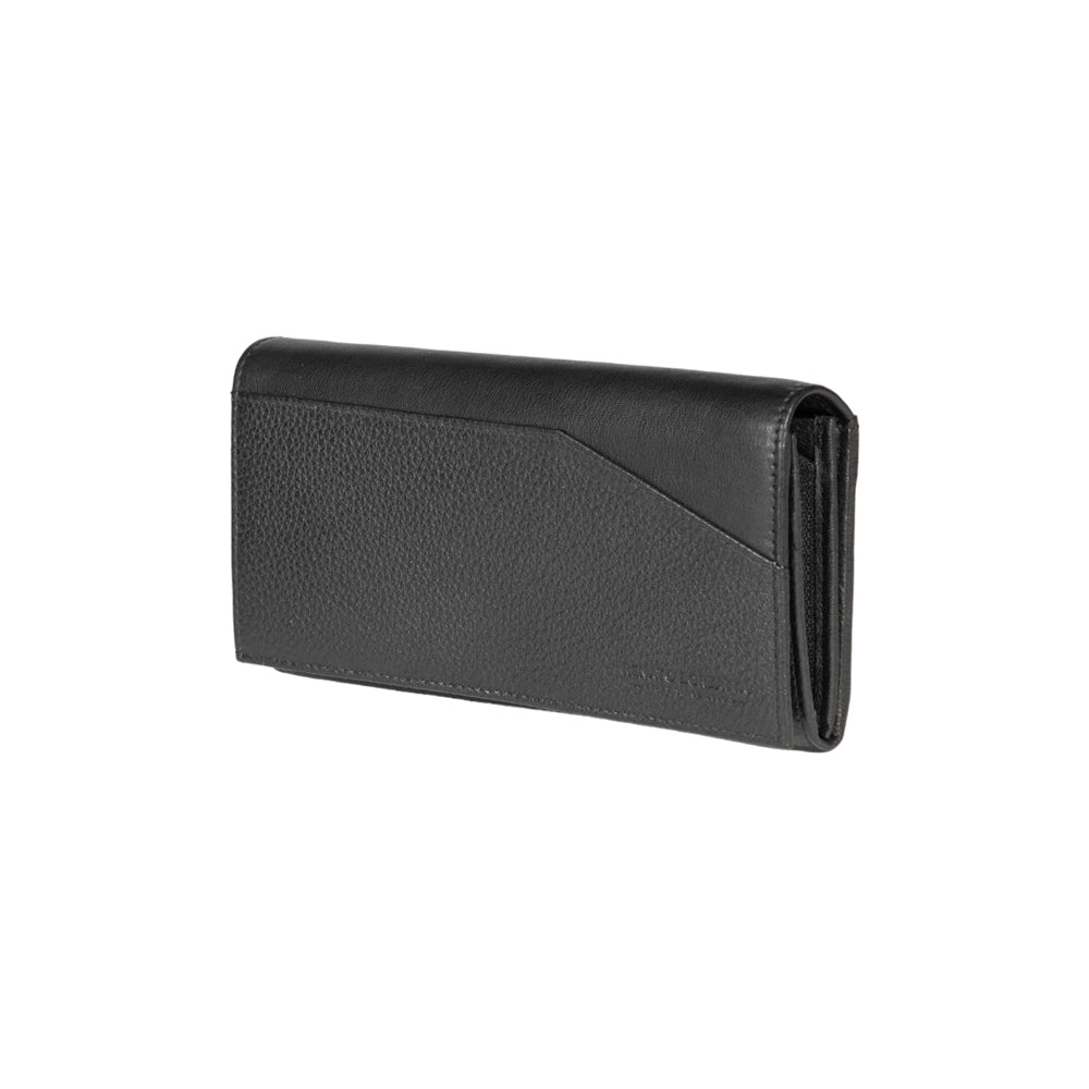 RB12129A | Women's Wallet in Genuine Full-Grain Leather, Dollar Grain/Light. Black. RFID Protection. Closed Dimensions: 18.5 x 10 x 3 cm. Packaging: Gift box bottom/lid-0