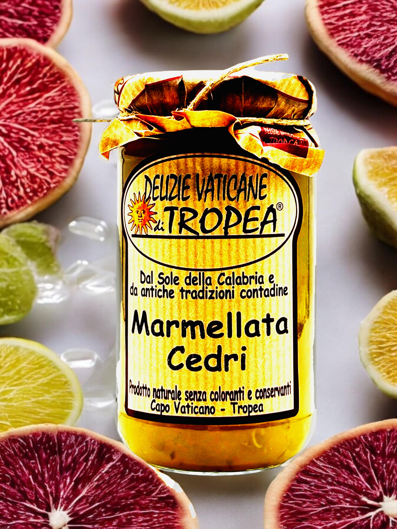 Marmellata Cedri – Handgemachte Zitronatzitronen-Marmelade aus Kalabrien, von Delizie Vaticane di Tropea. Ein natürliches Produkt ohne Farb- und Konservierungsstoffe, perfekt für ein authentisches italienisches Frühstück.