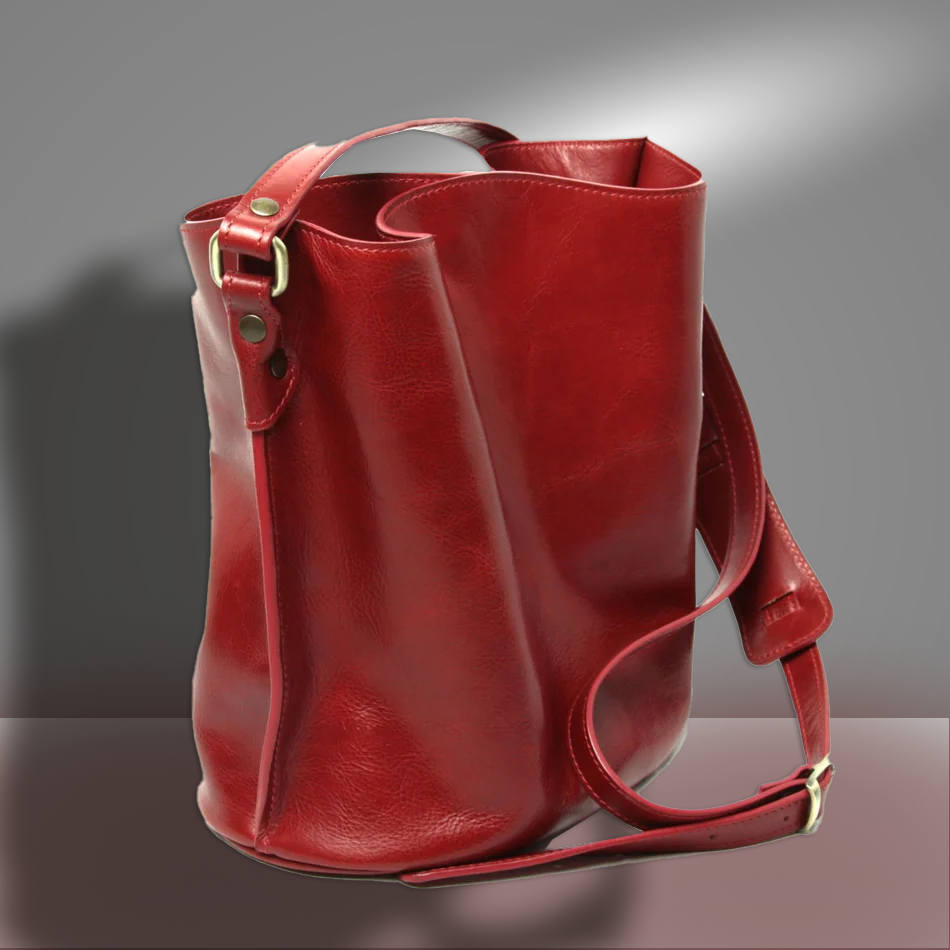 Damenhandtasche aus echtem Leder in Rot – italienische Handarbeit, modisches Design