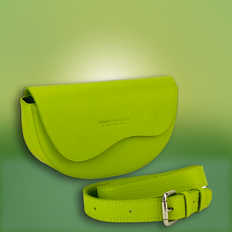 „Italienische Damenhandtasche aus echtem Leder in leuchtendem Limettengrün mit passendem Schulterriemen – modische Handtaschen online kaufen bei Bella Italia
