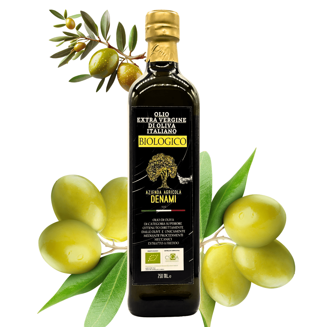 Bio Olivenöl kaltgepresst aus Kalabrien – Olio Extra Vergine di Oliva Biologico 750 ml von Denami, Bella Italia store, hochwertiges natives Olivenöl extra mit EU-Bio-Siegel, italienische Feinkost