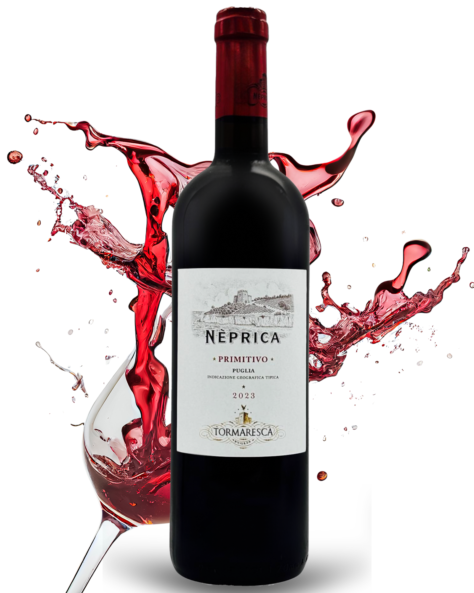 Italienischer Rotwein Neprica Primitivo mit spritzendem Rotweineffekt – hochwertiger Wein aus Apulien, perfekt für besondere Anlässe