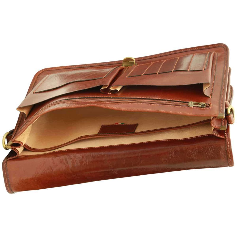 Business Leder Tasche Braun – Innenfächer und Stiftehalter