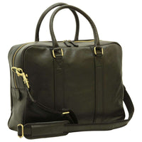 Soft Calfskin Laptop Tasche Schwarz – Vorderseite mit Griffen