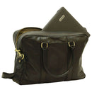 talienische Laptop Tasche Leder Schwarz – geöffnet mit Laptopfach
