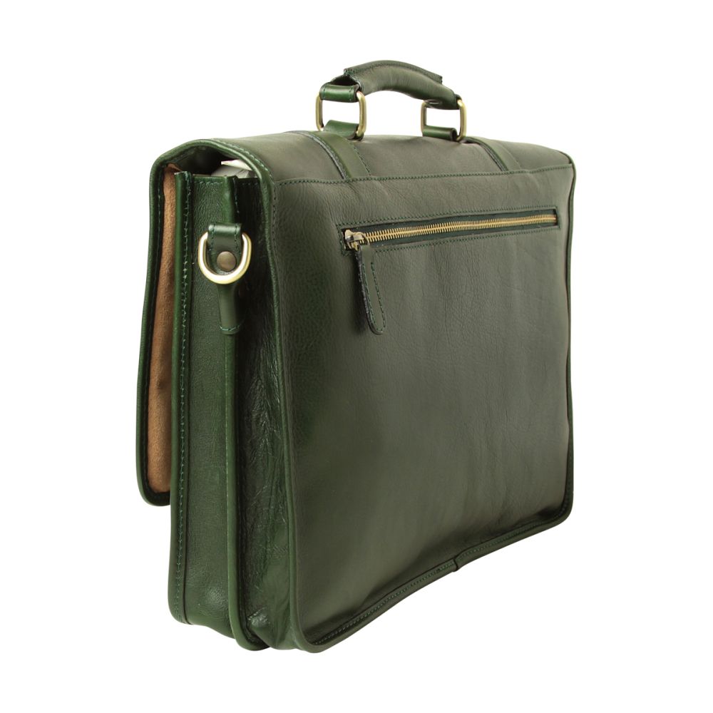 Grüne Calfskin Leder Aktentasche für Herren – Old Angler, handgefertigt in Italien, klassisches Design