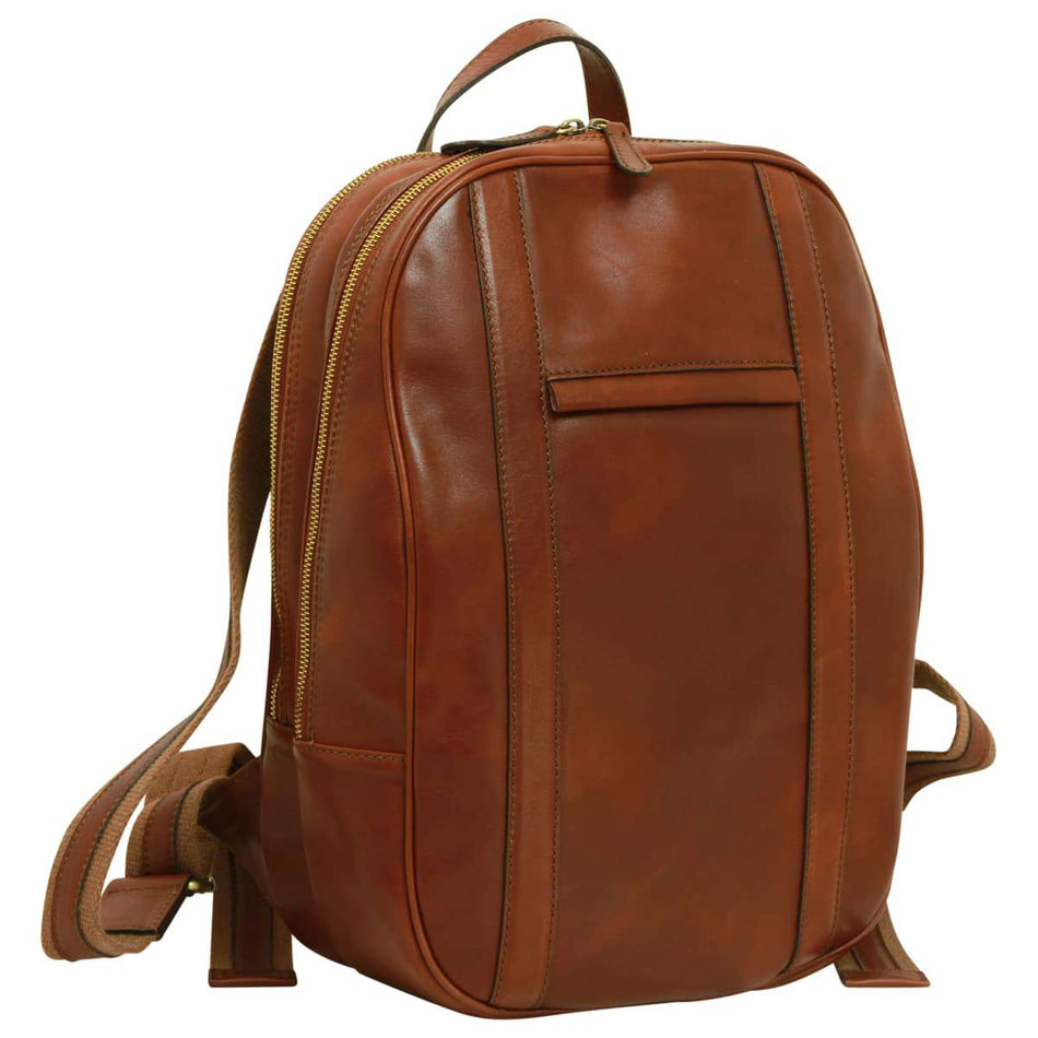 Eleganter Leder Laptop Rucksack – Handgefertigt in Mahagonibraun