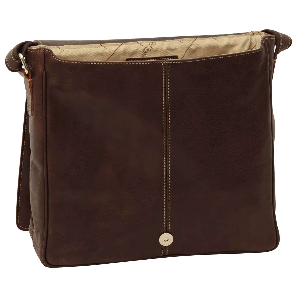 Leder Messenger Bag Herren braun – Rückseite mit Reißverschlussfach