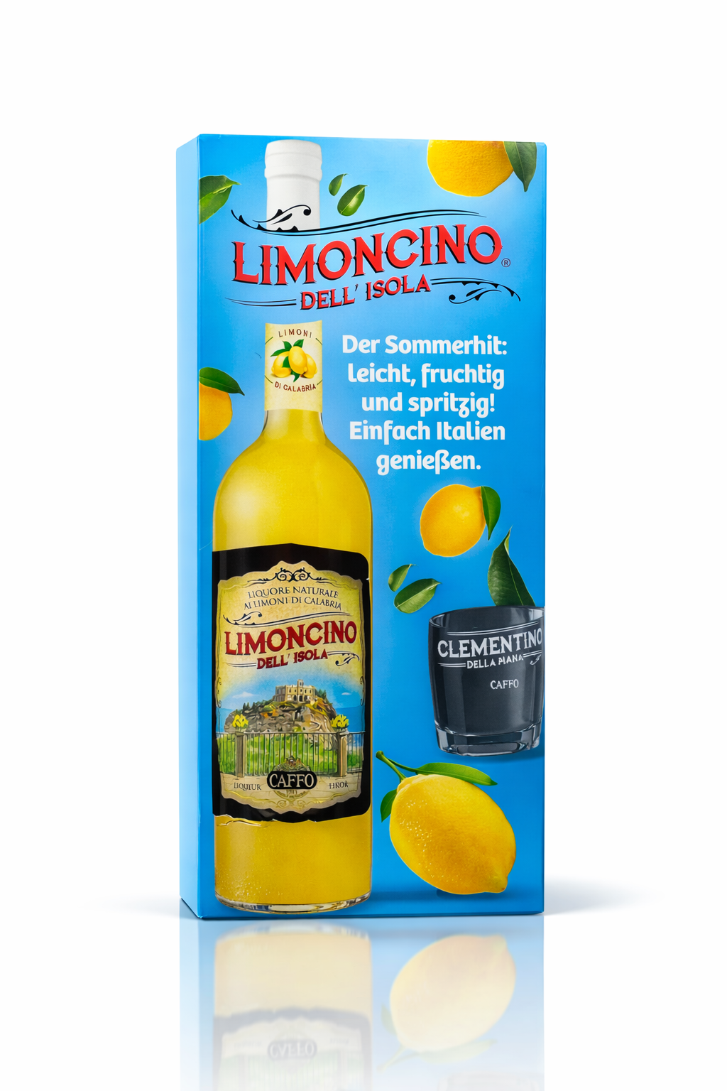 Limoncino dell’Isola Zitronenlikör von Caffo aus Kalabrien – erfrischender italienischer Limoncello mit Geschenkbox