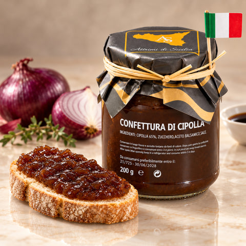 Zwiebelmarmelade aus Sizilien – Confiture di Cipolla mit Balsamico, 200g – Premium Produktaufnahme
