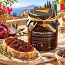 Zwiebelmarmelade aus Sizilien – Confiture di Cipolla mit Balsamico, 200g – Serviervorschlag auf italienischer Terrasse