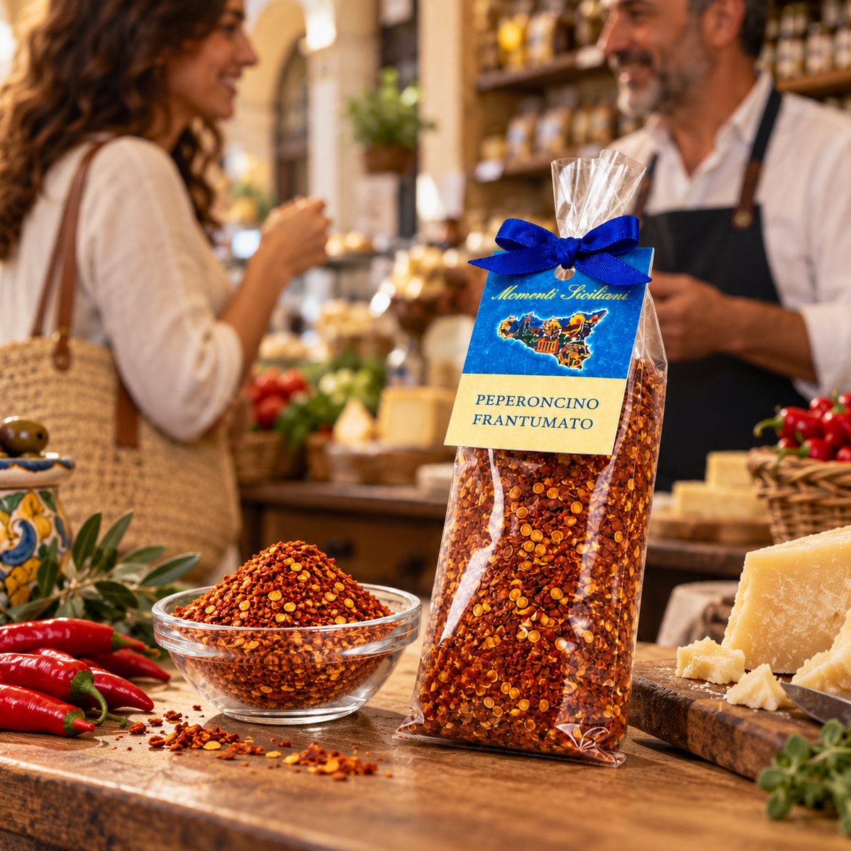 Peperoncino frantumato aus Sizilien – Chili Flocken scharf, 50g – Einkauf im italienischen Feinkostladen
