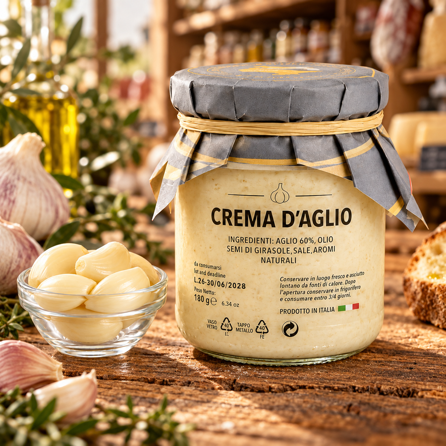 Crema d'Aglio aus Sizilien – Italienische Knoblauchcreme, 180g – Im italienischen Feinkostladen