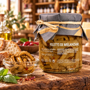 Filetti di Melanzane aus Sizilien – Auberginenfilets in Öl, 270g – Präsentation im italienischen Feinkostladen