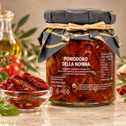 Pomodoro della Nonna – Getrocknete Tomaten in Olivenöl aus Sizilien, 280g – Premium Produktaufnahme