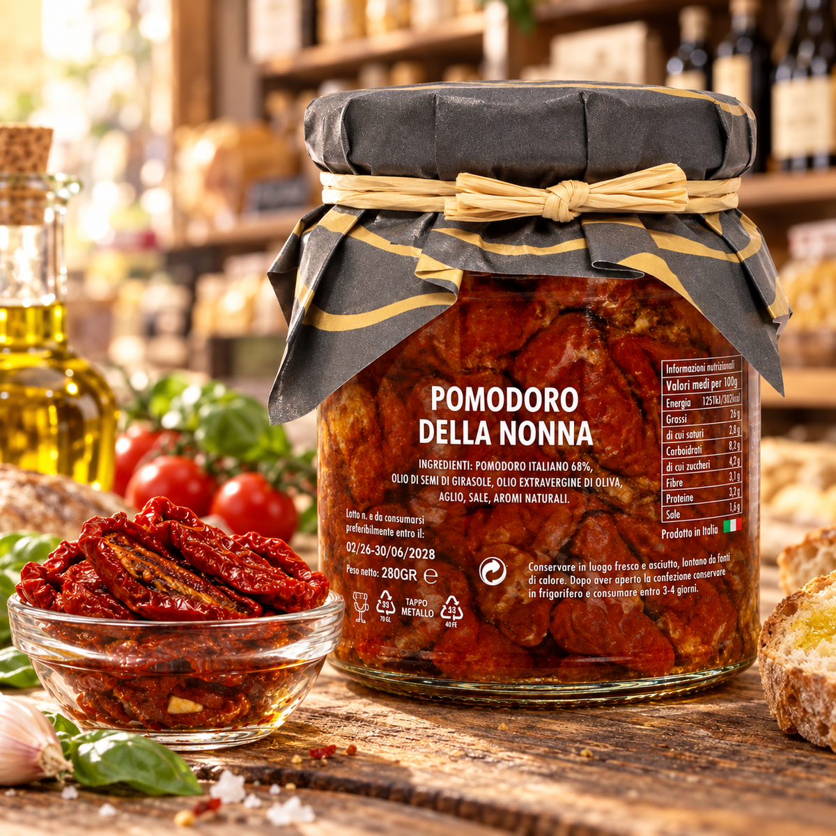 Pomodoro della Nonna – Getrocknete Tomaten in Olivenöl aus Sizilien, 280g – Im italienischen Feinkostladen