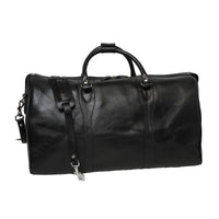 Italienische Weekender Tasche Leder schwarz, Reisetasche Herren aus Echtleder, elegante schwarze Travel Bag Made in Italy mit Schulterriemen