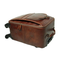 Brauner Leder Trolley Herren – luxuriöser Handgepäck Koffer aus Italien mit Rollen