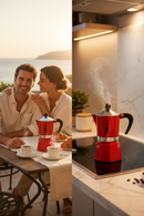 italienische Kaffeemaschine 6 Tassen rot Espresso genießen mit Bialetti Rainbow