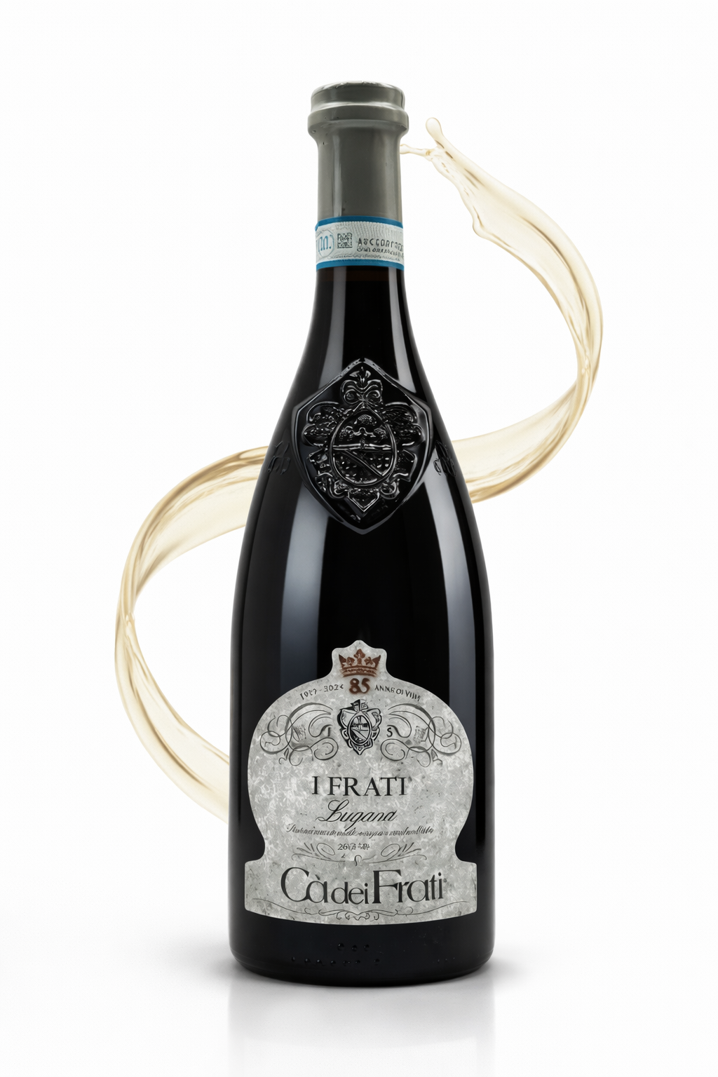 I Frati Lugana 2024 Ca’ dei Frati italienischer Weißwein vom Gardasee – eleganter Lugana DOC in Premiumflasche mit Weinsplash