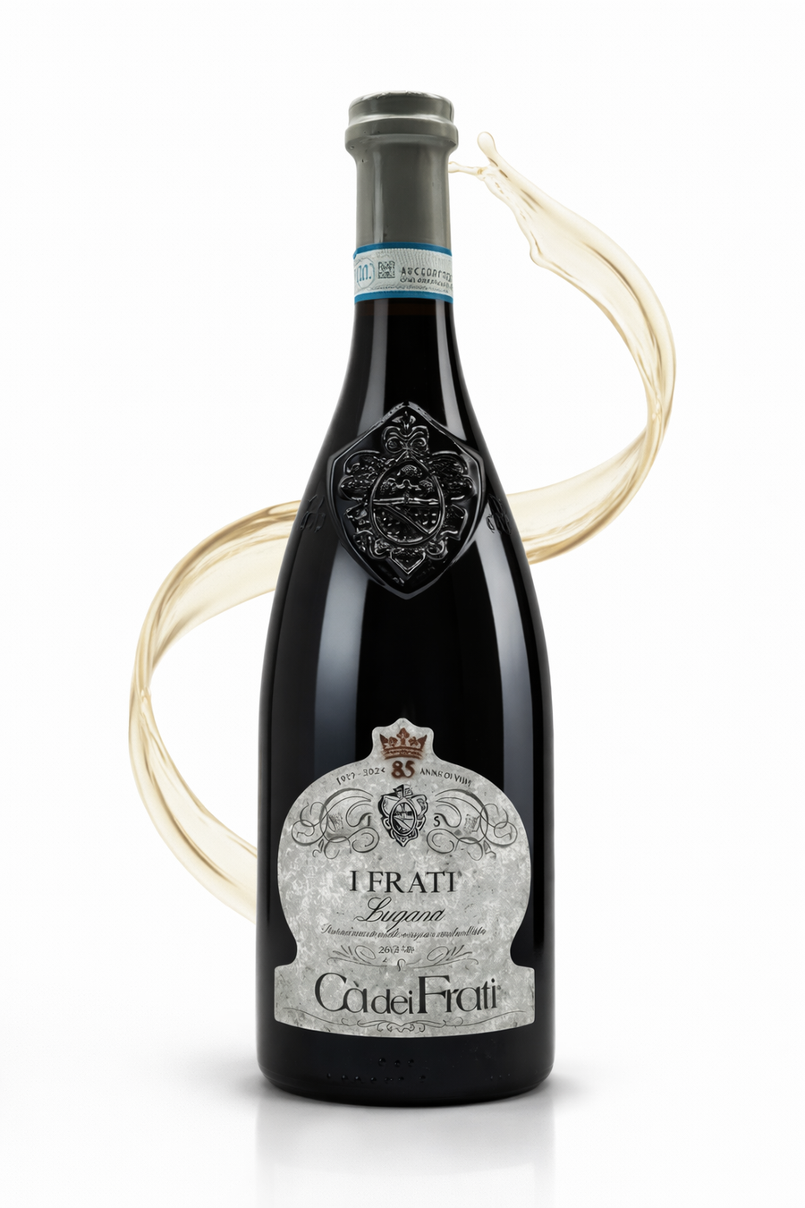 I Frati Lugana 2024 Ca’ dei Frati italienischer Weißwein vom Gardasee – eleganter Lugana DOC in Premiumflasche mit Weinsplash