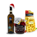 Italienisches Pastageschenk zu Weihnachten mit Weißwein, Passione di Sicilia Tomaten-Oliven-Aufstrich und Calamarata Pasta – edles Gourmet Geschenkset aus Italien