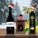 Nduja Geschenkset Weihnachten mit Murànera Rotwein, Bio Olivenöl und Keramik-Wärmer
