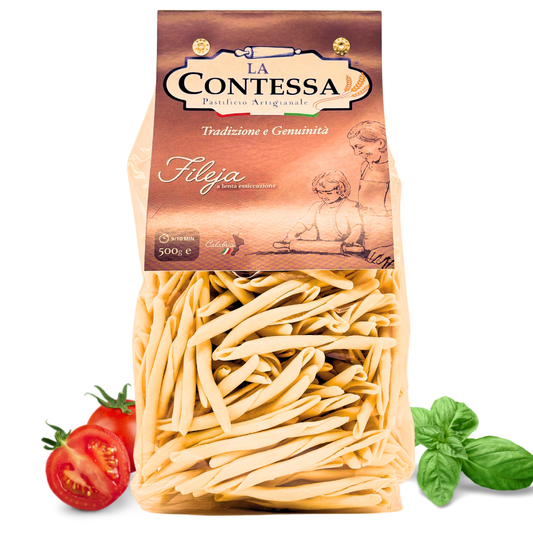 Fileja La Contessa – Authentische italienische Pasta aus Kalabrien, traditionell hergestellt aus Hartweizengrieß. Perfekt für mediterrane Saucen, 500g.