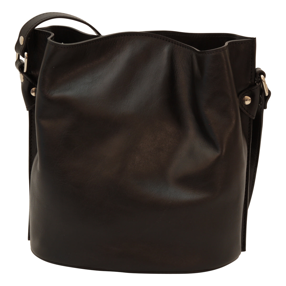 Italienische Leder Schultertasche Schwarz