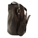 Italienische Leder Schultertasche Schwarz – geöffnet, Innenansicht